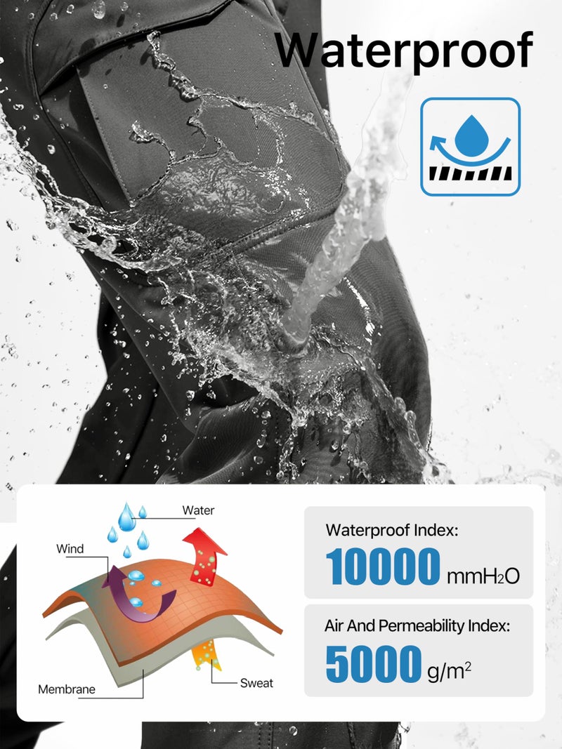 FREE SOLDIER Men's Outdoor Softshell Fleece Lined Cargo Pants Snow Ski Hiking Pants with Belt (Gray 38W x 32L) - Image 4